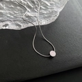 Collar de cadena de serpiente plateada con colgante de cara sonriente rosa de mujer - Cara sonriente rosa-Plateado