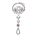 Retro rhinestone slave bracelet with colorful crystals and adjustable wrist chain - AB Color
