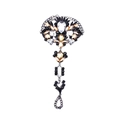 Pulsera con anillo de estilo gótico en metal oscuro con cristales para playa vintage - Negro