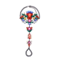 Vista detallada de la pulsera de anillo con diamantes de imitación de colores - Rojo