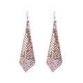 Rose gold sequin mesh tassel earrings in a long triangular shield shape with hooks - Gold