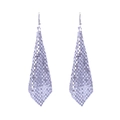 Silver metallic sequin tassel earrings with triangular mesh drop design for evening parties - Silver