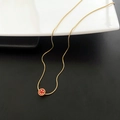 Collar de cadena de serpiente dorada con colgante de cara sonriente esmaltada roja - Cara sonriente roja-Dorado