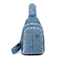 Donkerblauwe gewassen leren crossbody tas voor dames met vintage look en D-ring - Meerblauw