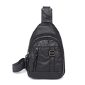 Slanke zwarte PU-lederen crossbody borsttas met meerdere ritsvakken voor dames - Zwart