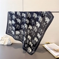 Exotic retro silk-like scarf with elephant pattern and chain print for women - Black (FG177-1)