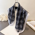 Eleganter Vintage-Seidenschal mit geometrischem Blumendruck und Satin-Einfassung - Schwarzgrau (FG173-1)
