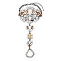 Bohemian silver slave bracelet with teardrop gemstones and amber crystal clusters - White
