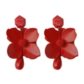 Orecchini a fiore rosso con perno esagonale marmorizzato e pendente a goccia - Rosso