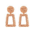 Rose gold geometric drop earrings with intricate relief floral textures in a vintage style - Rose Gold