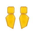 Minimalist geometric yellow resin earrings with gold frame in a vibrant stacked design - Yellow
