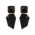 Minimalist geometric black resin earrings with elegant gold trim in a modern stud design - Black