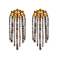 Orecchini pendenti bohémien con cristalli ambra e lunghe nappe di strass lucidi - Stile Nappa Ambra / Giallo