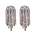 Orecchini a nappa con strass e cristalli color ambra in stile bohémien di tendenza - Stile Nappa Bianco Trasparente / Bianco