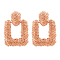 Retro hollow rectangular metal earrings with heavy 3D floral texture in rose gold finish - Rose Gold