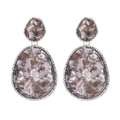 Water-drop acrylic earrings with purple marble texture and silver alloy frame - Marble Pattern