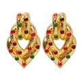Vintage-Goldohrringe mit rotem und grünem Edelsteinbesatz im byzantinischen Stil - Gold (Mit roten grünen synthetischen Edelsteinen)