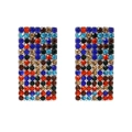 Sparkling geometric arc earrings with multicolored rhinestones in a modern pave setting - Multicolor