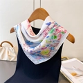 Foulard di seta con stampa a farfalla abbinato a una borsa di moda su gruccia - 66-70CM / Blu (FG196-3)