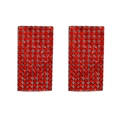 Rectangle geometric earrings in black metal finish with pavé set red crystals - Red
