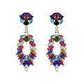 Orecchini a foglia con cristalli colorati in lega dorata e strass vivaci - Multicolore