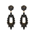 Orecchini a foglia dorata con cristalli neri dallo stile vintage elegante e vistoso - Nero