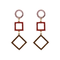 Elegante lange geometrische Ohrringe mit bunten Strasssteinen in Pink, Rot und Bernstein - Rosa Rot Bernstein (Stil B)