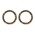 Bohemian gold hoop earrings with multi-color rhinestones in red, green, and blue crystals - Mixed Color A