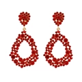 Elegant red teardrop crystal earrings with gold plating and paved rhinestone details - Red