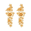 Luxury gold layered floral drop earrings with intricate metal petals for women - Gold