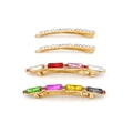 Set mit 4 goldenen Haarspangen mit bunten Kristallsteinen und weißen Strasssteinen - 4 Stück / Mehrfarbiges 4-teiliges Set (1 Set)