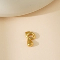 Pendentif lettre P en or 18 carats poli avec un design minimaliste en métal liquide - Lettre Bulle P Pendentif Uniquement (Sans Chaîne)
