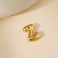 Pendentif lettre Z bombée dorée polie avec finition miroir sur surface texturée - Lettre Bulle Z Pendentif Uniquement (Sans Chaîne)