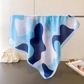 Minimalist blue camouflage silk square scarf hanging with elegant lifestyle props - 66-70cm / Blue