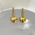 18K gold plated heart drop earrings with marquise cut white zircon gemstones - Gold Hollow Heart