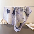 Artistic ballet print silk scarf in soft purple with delicate rolled edges hanging display - 66-70cm / Violet (FG184-1)