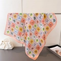Elegant silk-like square scarf featuring tropical marine patterns and vibrant orange tones - 66-70CM / Orange Pink