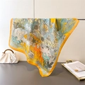 Foulard quadrato in seta con stampa animali della giungla e bordo arancione - Giallo