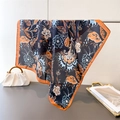 Detailed view of floral silk-like scarf draped elegantly over a metallic rod for home decor - 66-70CM / Black
