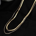 Minimalist double-layered 18K gold plated snake chain and cable chain necklace for women - 01-B10 Double Layer Snake Chain Gold