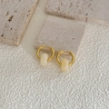 Orecchini a cerchio dorati retrò con pendenti cilindrici color crema - Bianco Crema - Cerchio Dorato