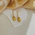 Boucles d'oreilles longues en forme de goutte creuse dorées 18 carats avec poli miroir - Goutte d'eau Dorée-B306(4.5CM)