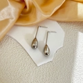 Boucles d'oreilles gouttes minimalistes en cuivre argenté au design épuré moderne - Goutte d'eau Argentée-B306(4.5CM)