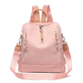 Zaino da donna in tessuto oxford rosa con doppia cerniera e dettagli con borchie - Rosa