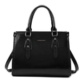 Sac fourre-tout en cuir verni noir brillant avec bandoulière et anses robustes - Sac Unique / Noir