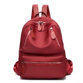 Waterproof red oxford fabric backpack with multi-zipper pockets and adjustable straps - Red
