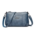 Fog blue crossbody bag with rhombus stitching and gunmetal finish hardware - Blue