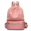 Pink oxford cloth backpack for women with multiple zippered pockets and high-gloss finish - Pink