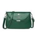 Dark green faux leather crossbody bag with kangaroo logo and flap closure for women - Green