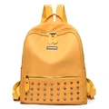 Bright yellow vintage backpack with rivet details and adjustable straps for women - Yellow